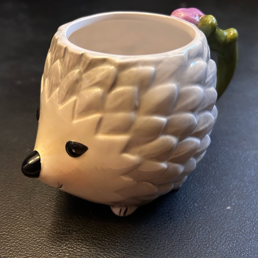 Hand Painted Hedgehog Mug 17 Oz Woodland Novelty Cute Happy Tea Coffee Planter